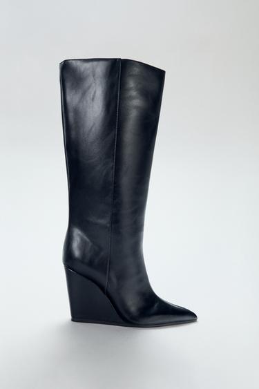 Zara 坡跟靴 - 黑色