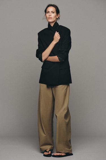 Zara OVERSIZED DOUBLE-BREASTED BLAZER - Black