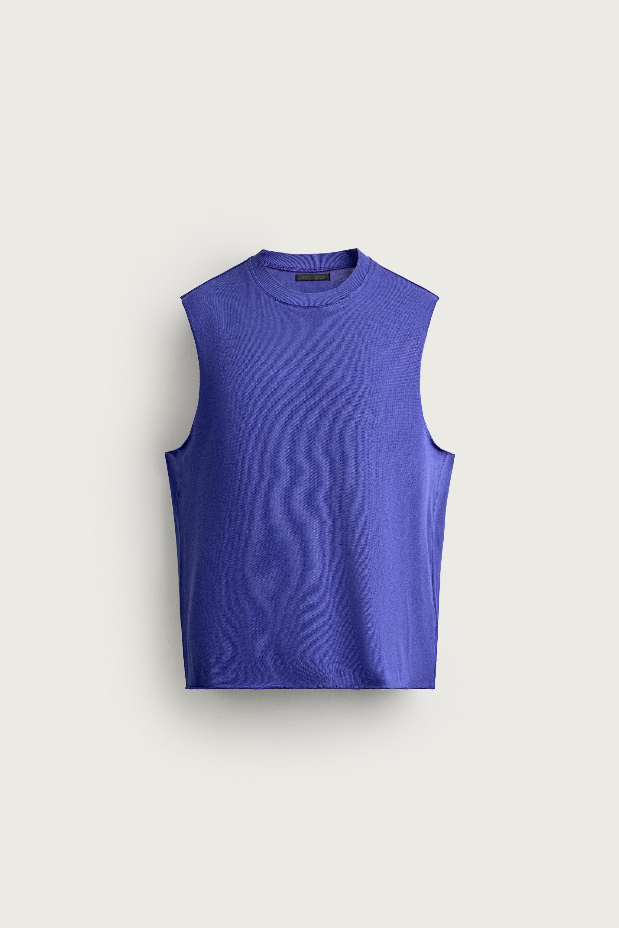 COTTON KNIT TANK TOP — Electric blue