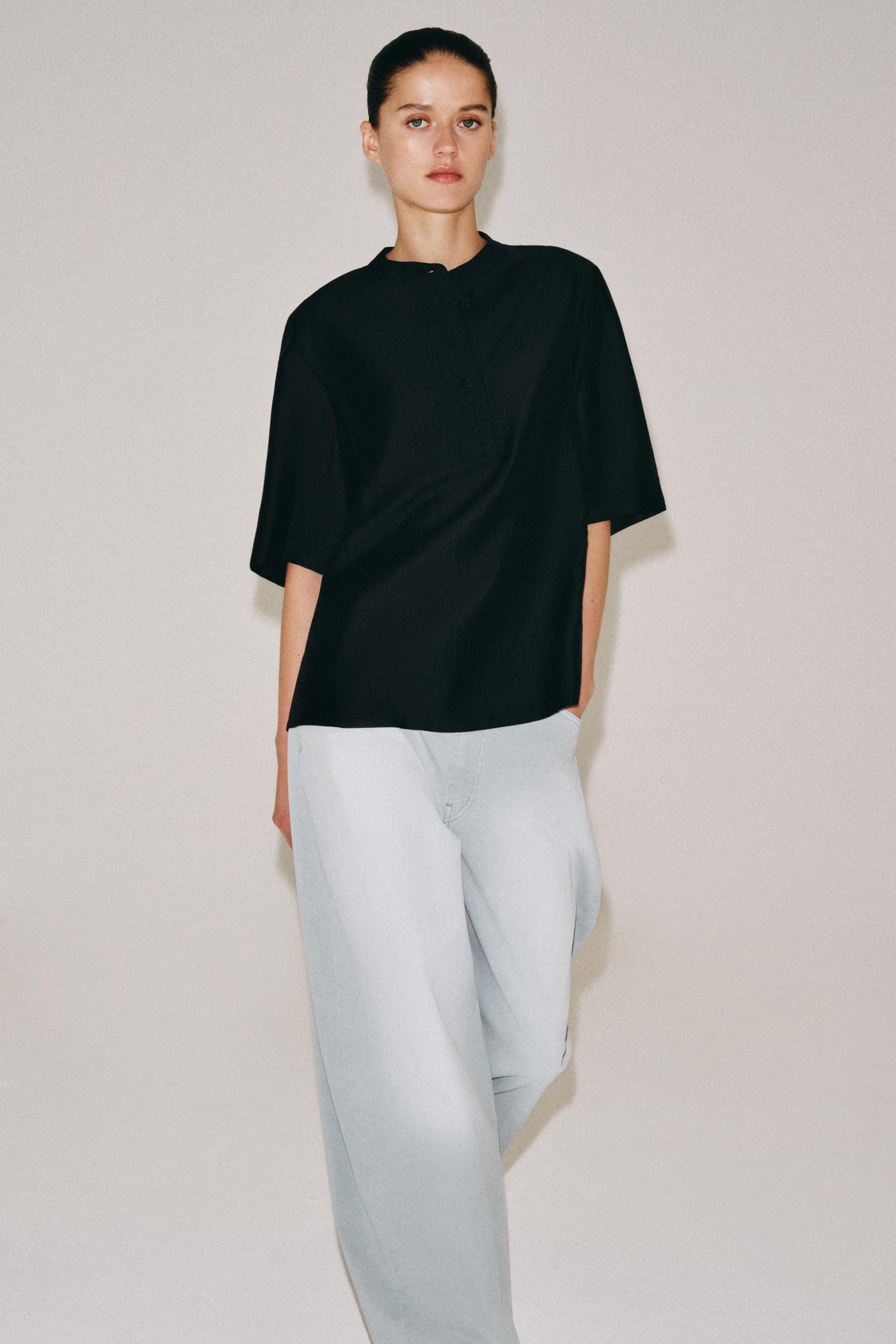 ZW COLLECTION KISA KOLLU DÖKÜMLÜ BLUZ