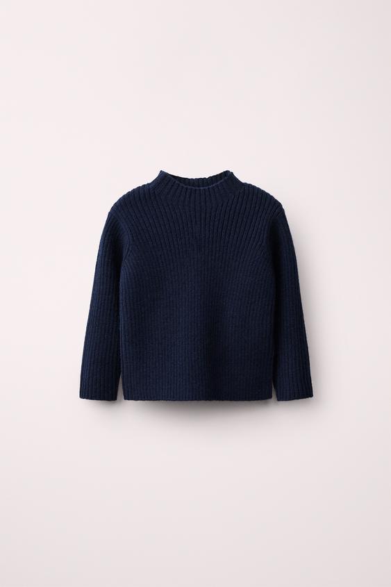 Zara SWEATER RIBBED KNIT 100% WOOL CREATED BY CARAMEL LONDON X ZARA - Navy blue - Image 0