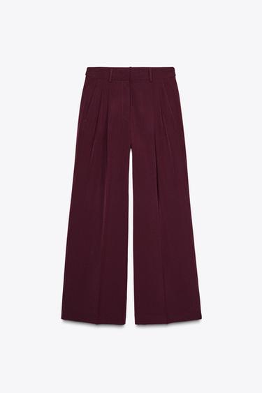 ZW COLLECTION DARTED TROUSERS - Burgundy by Zara - Image 4