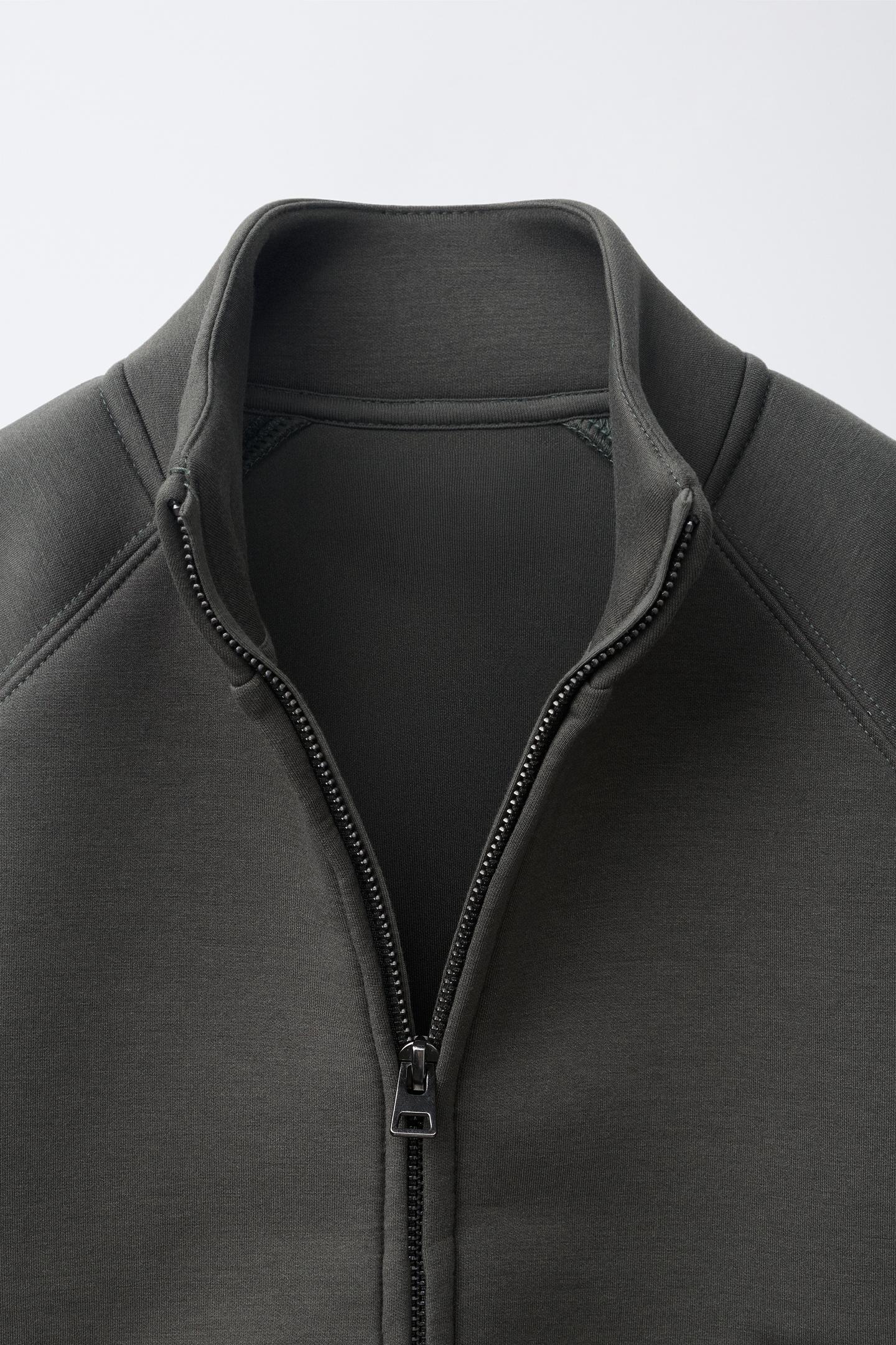 Детский свитшот Zara Neoprene Zip-Up, цвет: Тёмный хаки — фото 3