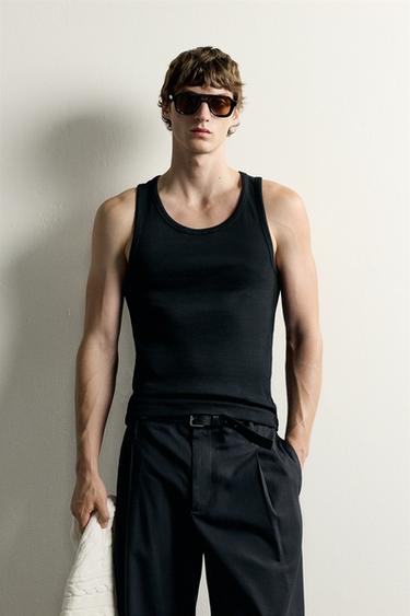 BASIC RIBBED TANK TOP — Black 2