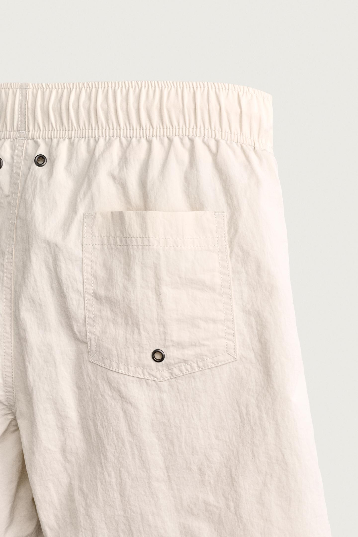 Пляжные шорты для мужчин, средней длины — Zara, цвет: Экрю — фото 4