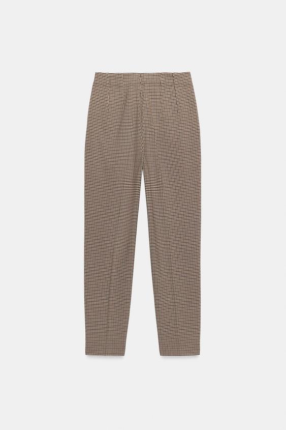 HIGH-WAIST CROPPED TROUSERS - Brown / Ecru by Zara - Image 7