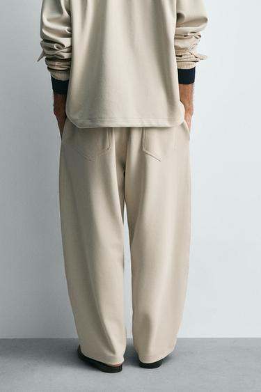 PLEATED INTERLOCK TROUSERS - stone by Zara - Image 2