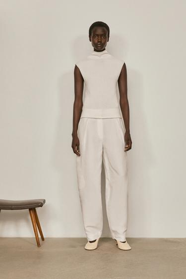 Zara Cotton silk mock neck knit top - LIMITED EDITION - Ecru - Image 0