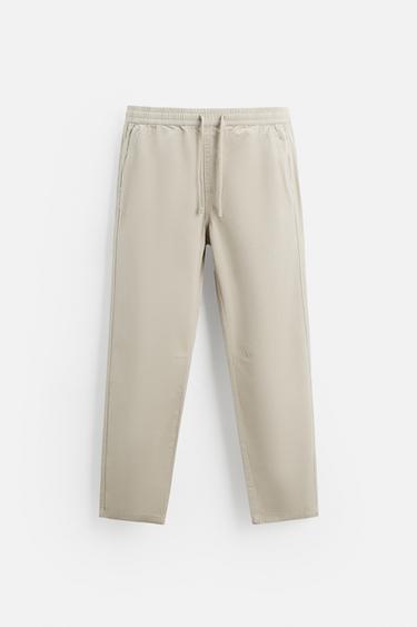 WASHED JOGGER WAIST TROUSERS - Sand by Zara