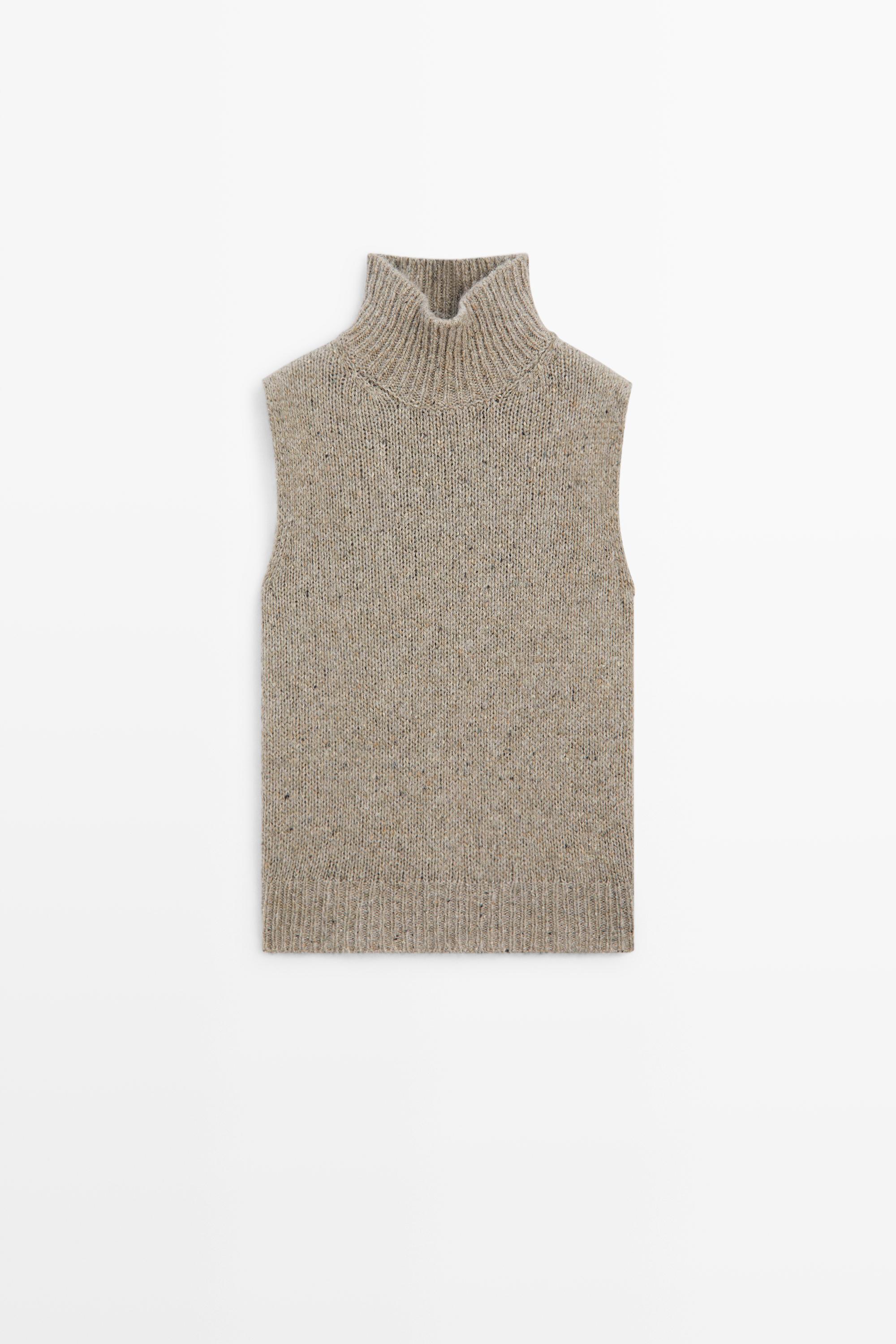 High neck knit vest - Beige | ZARA United States