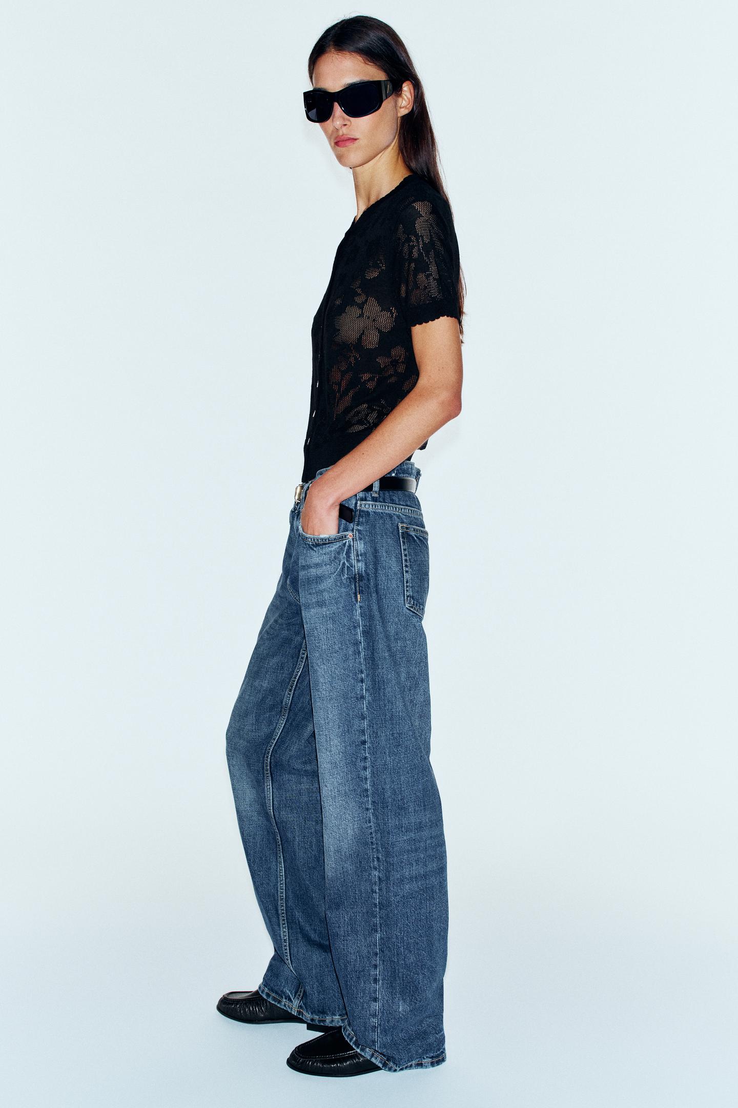 Женские свитеры Zara Floral Short-Sleeve Cardingan, цвет: Чёрный — фото 5