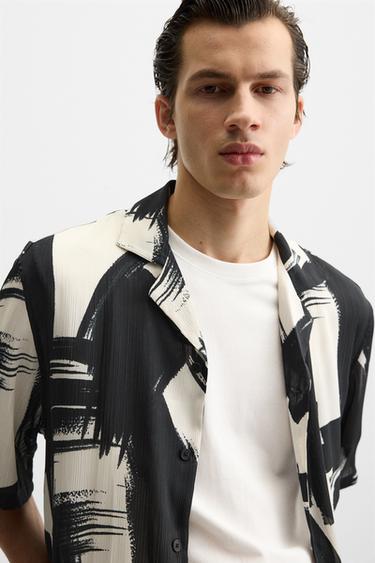 ABSTRACT PRINT SHIRT - Black / Ecru by Zara - Image 4