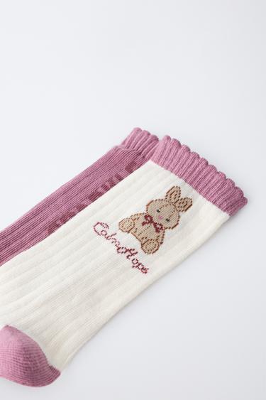 2-PACK OF LONG BUNNY SOCKS - Dusty pink by Zara - Image 1