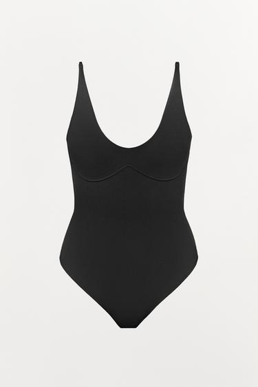 BODYSUIT WITH POLYAMIDE - Black by Zara
