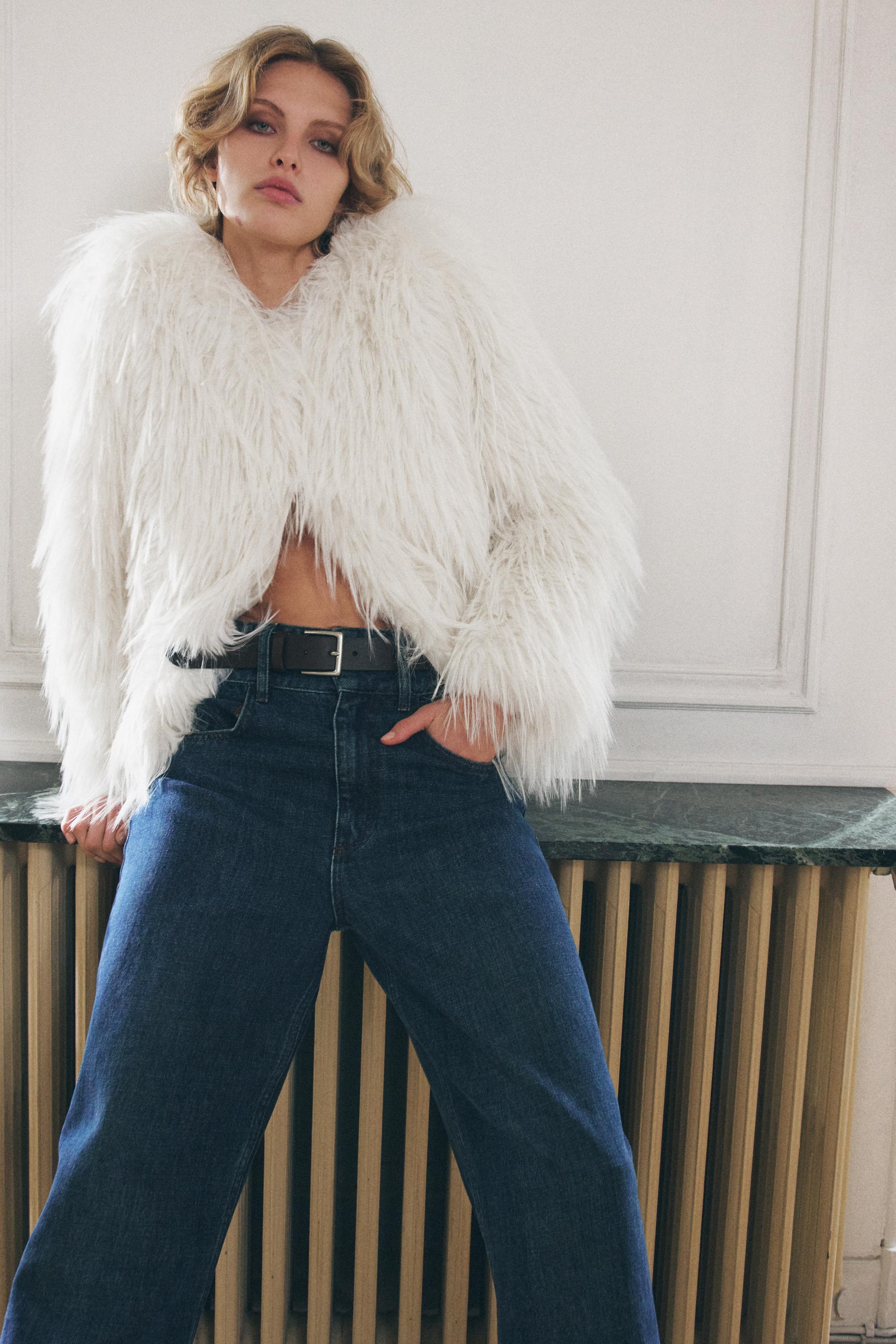 Faux fur jacket womens zara on sale