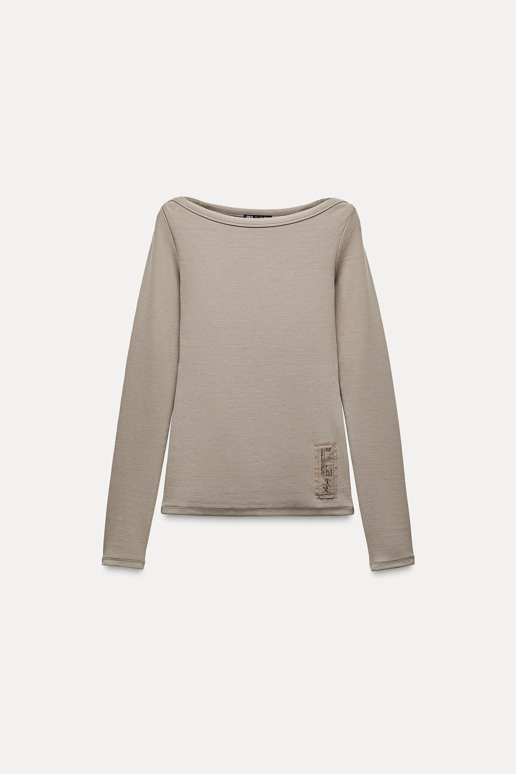 タグアップリケ付きTシャツ - モールグレー | ZARA Japan / 日本