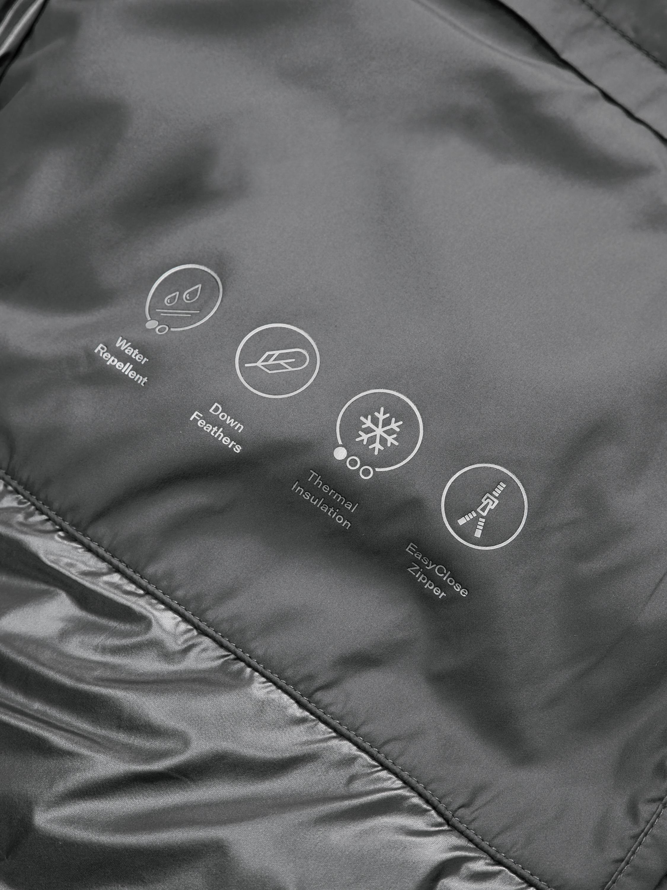 Water-repellent hooded puffer jacket