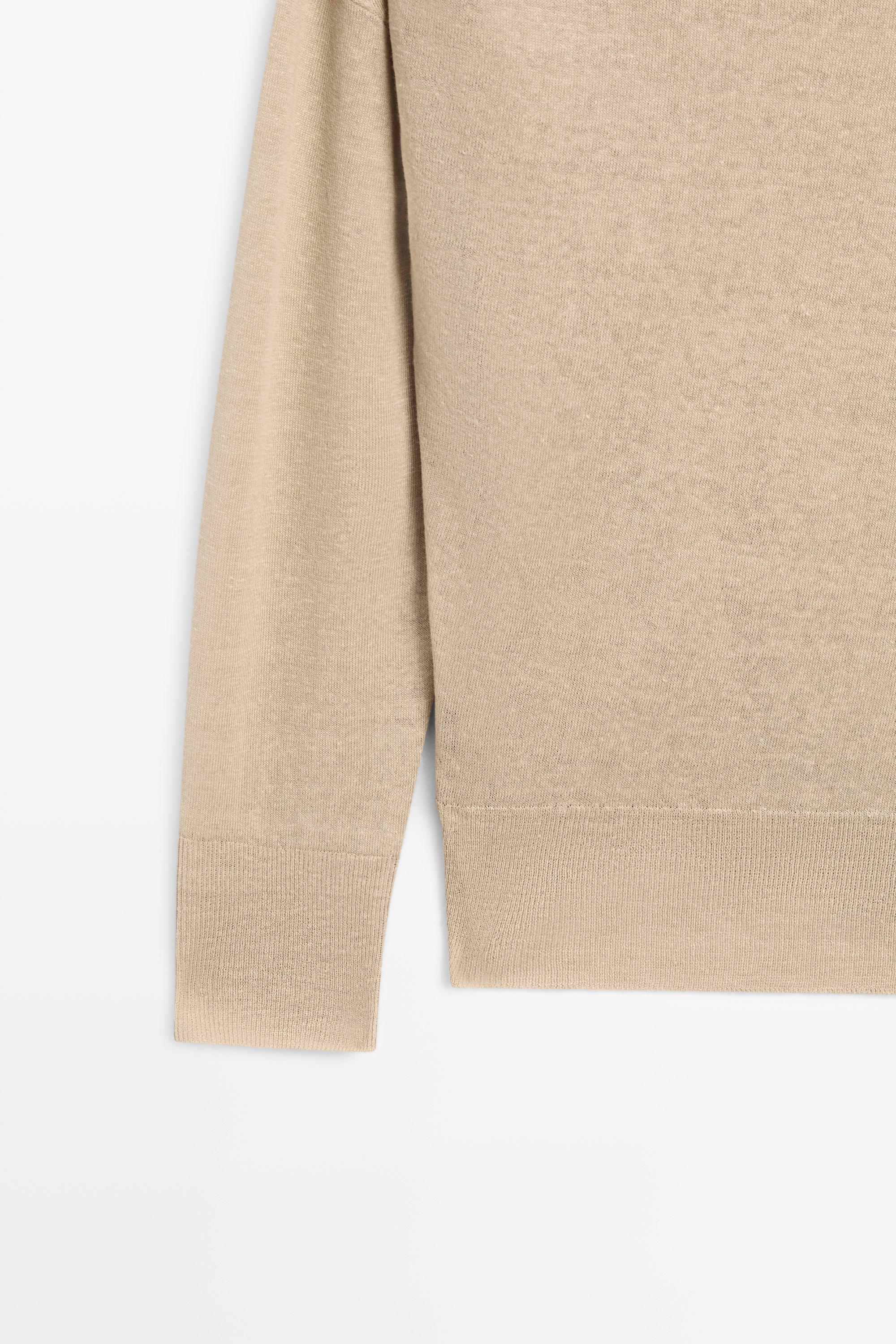 Flowing 100% linen off-the-shoulder sweater
