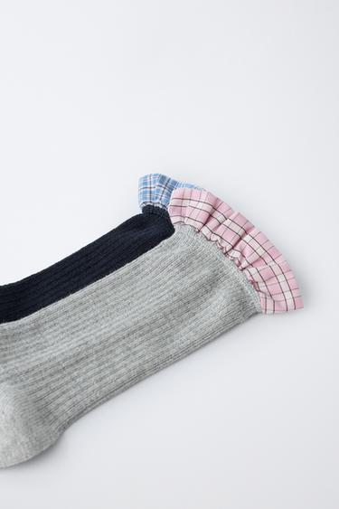 LOT DE DEUX PAIRES DE CHAUSSETTES AVEC VOLANT COMBINÉ - Bleu de Zara - Image 1