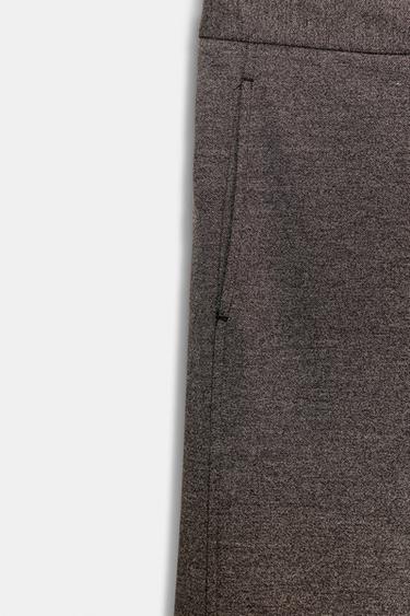 PANTALON DROIT TAILLE HAUTE - marron chiné de Zara - Image 7