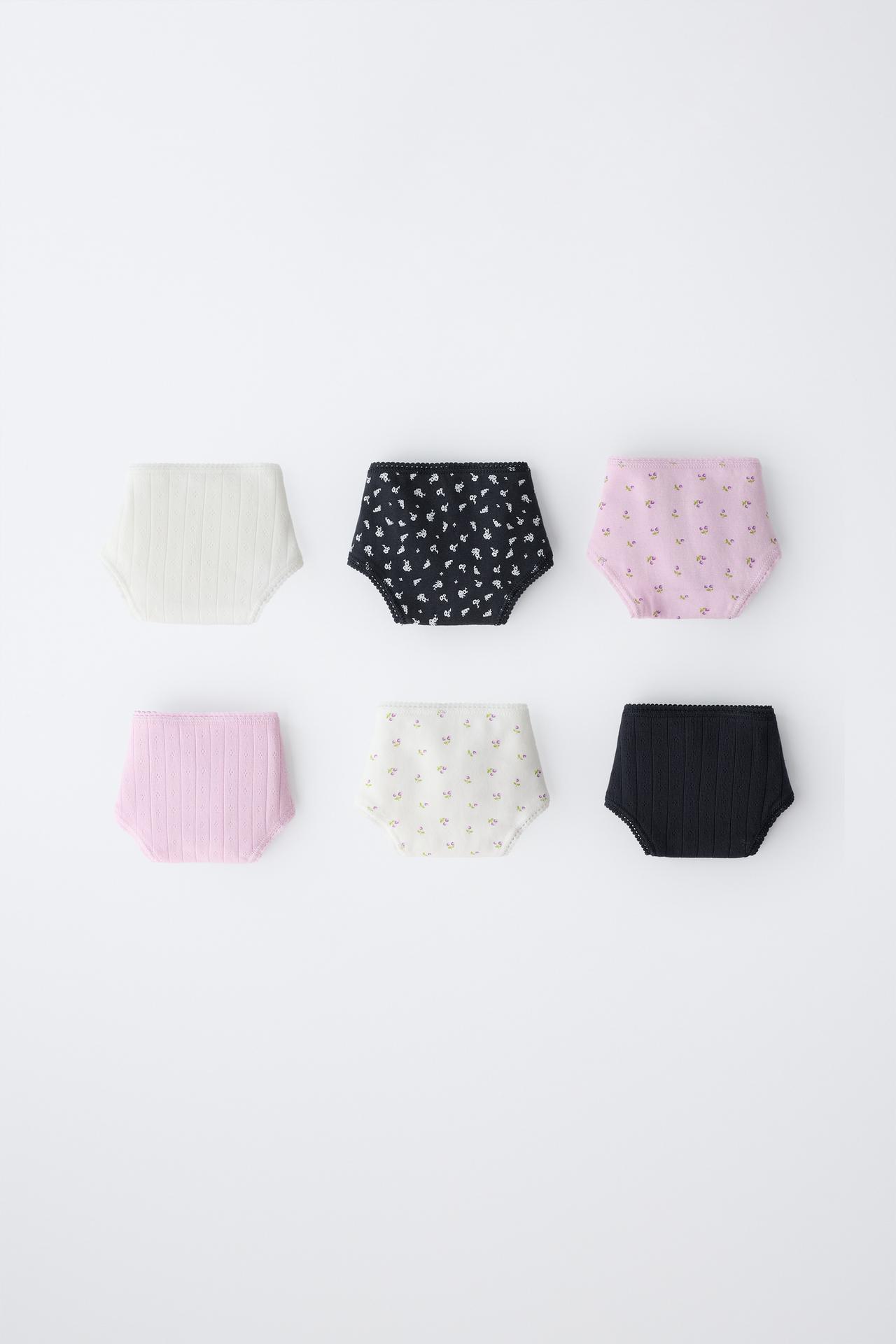 AGES 6-14 / 6-PACK POINTELLE AND FLORAL UNDERWEAR — Multicolored