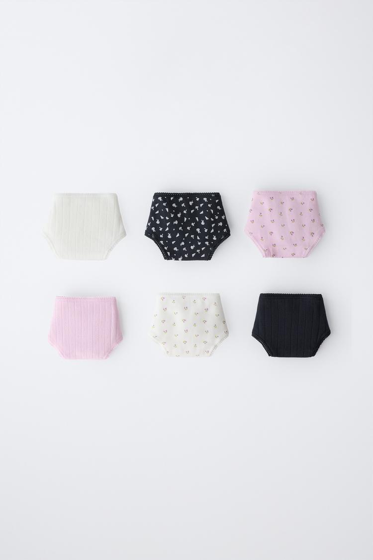 AGES 6-14 / 6-PACK POINTELLE AND FLORAL UNDERWEAR — Multicolored