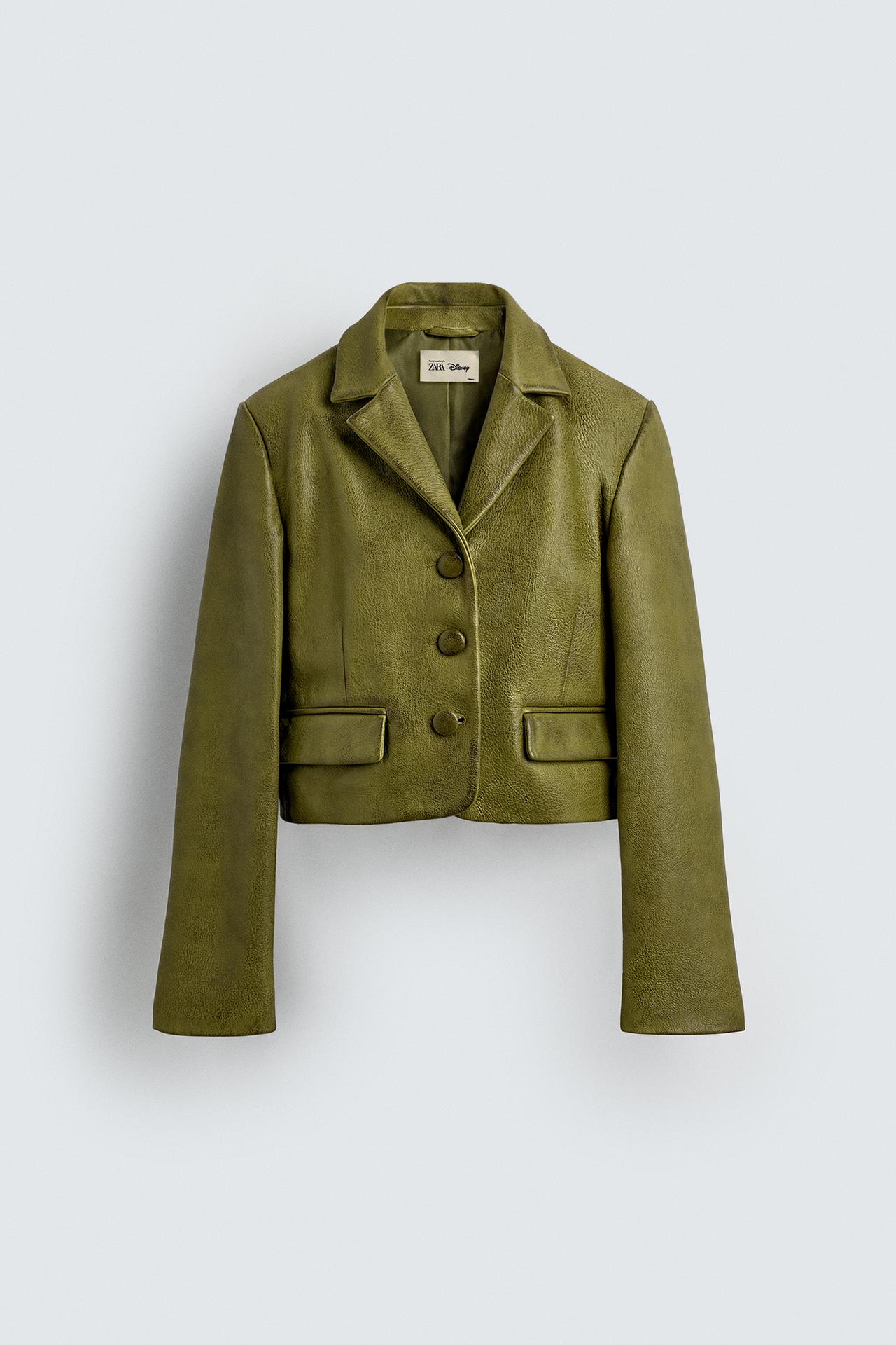 CROPPED FIT LEATHER BLAZER HARRY LAMBERT FOR ZARA X DISNEY