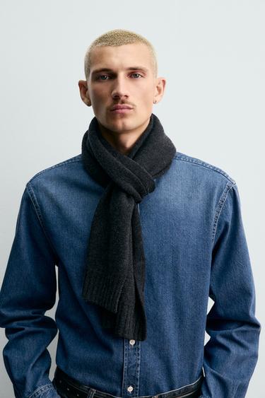 Zara WOOL KNIT SCARF - Gray marl - Image 0