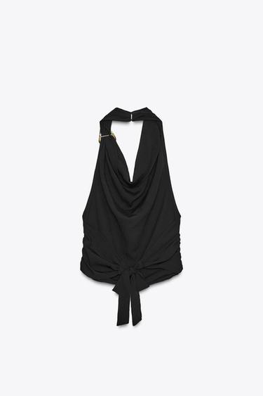 HALTER TOP WITH HARDWARE - Black by Zara - Image 7
