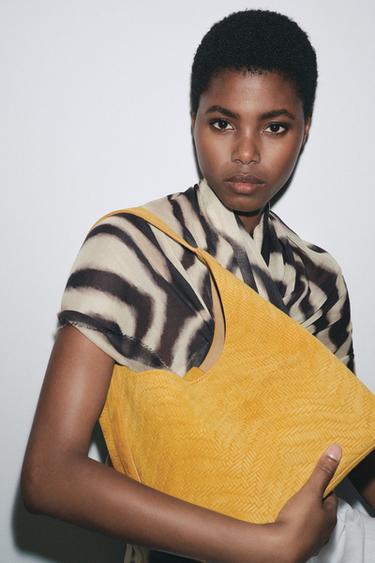 BRAIDED SPLIT SUEDE BAG - Yellow by Zara - Image 0