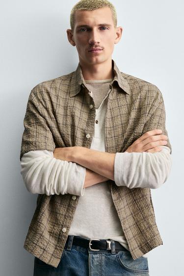 Zara TEXTURED STRUCTURE SHIRT - Mid-ecru