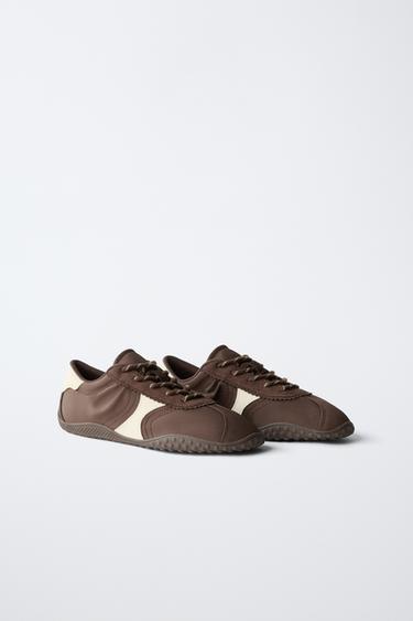 SLIM SOLE TRAINERS - Brown by Zara