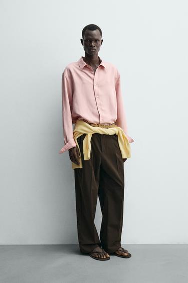 Zara FLOWY STRIPED SHIRT - Pink