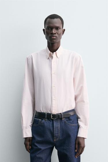 STRIPED OXFORD SHIRT - Pink by Zara