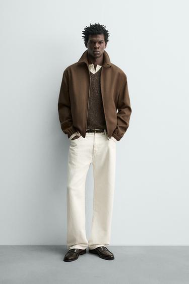 100% WOOL REGULAR FIT JACKET - Brown by Zara
