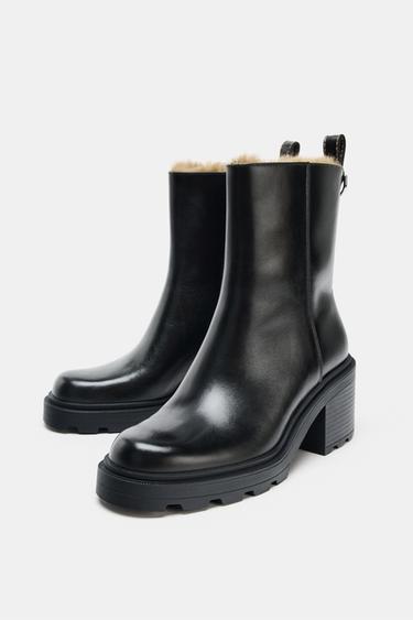 BOTTINES EN CUIR WATER REPELLENT - Noir de Zara - Image 3