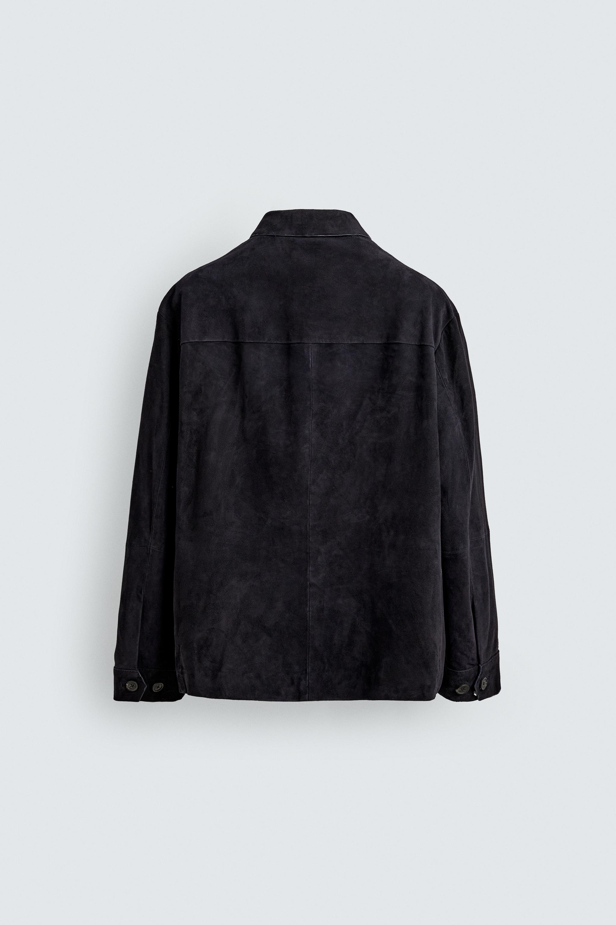 SUEDE LEATHER OVERSHIRT - Navy blue | ZARA Canada