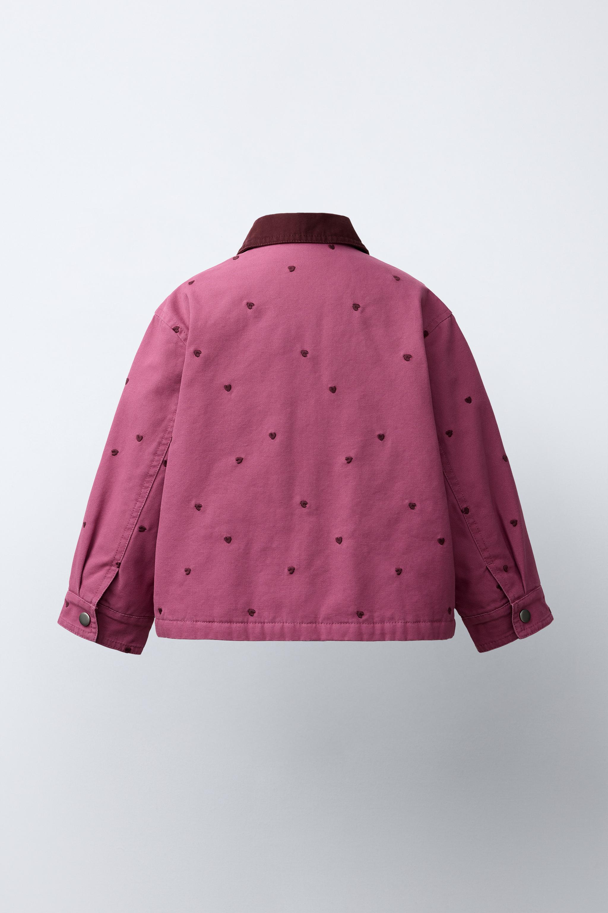 Детские куртки Zara EMBROIDERED HEART CANVAS JACKET — фото 5