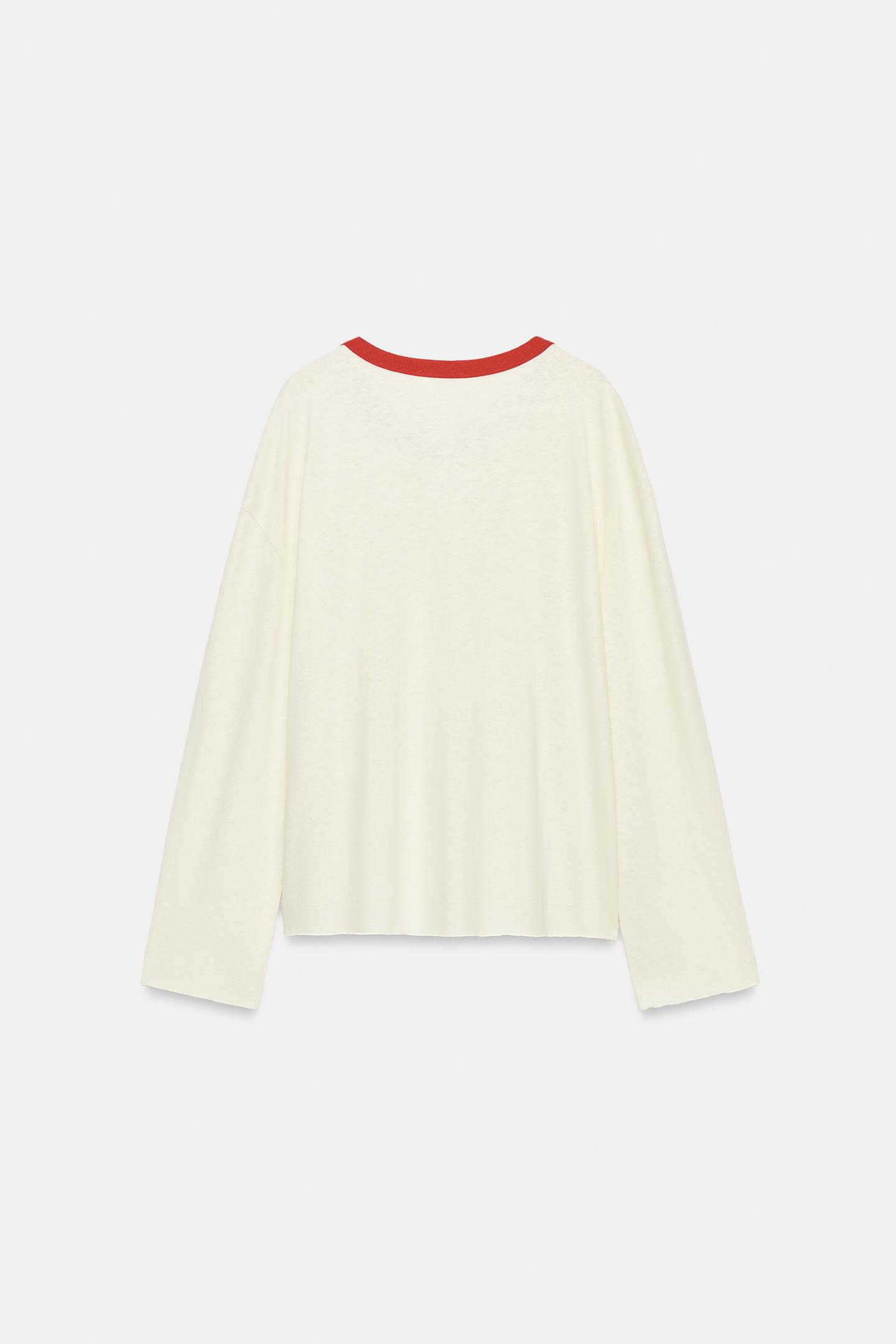 Женская футболка Zara Rustic Henley, цвет: Экрю — фото 6