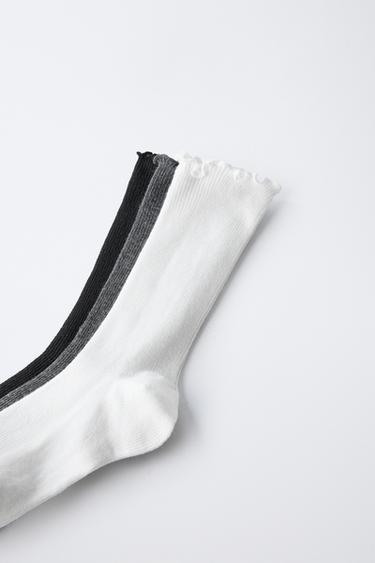 3-PACK OF TERRY MID-CALF SOCKS - Black / White by Zara - Image 1