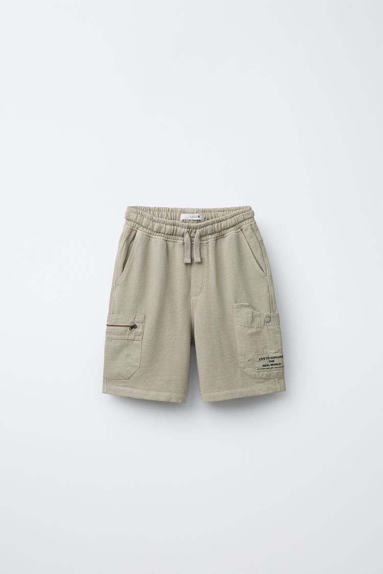 CARGO WASHED-EFFECT BERMUDA SHORTS washed green ZARA Ireland