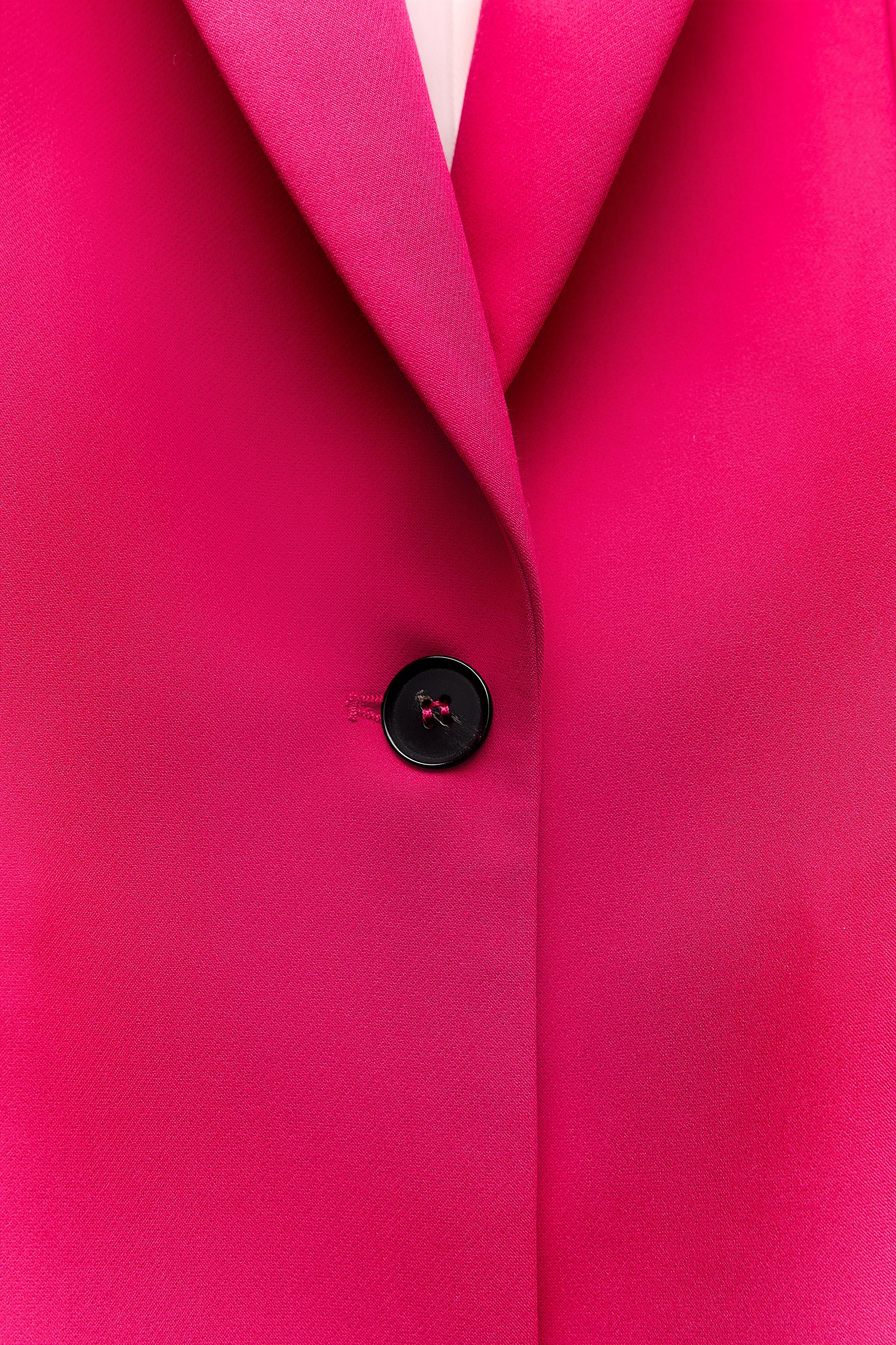 100% Authentic ZARA Fuchsia Pink Blazer with Tuxedo Collar $119+Tax Size:  XS