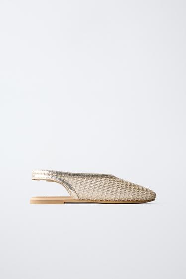 BALLERINES OUVERTES À L'ARRIÈRE DORÉES - Or de Zara
