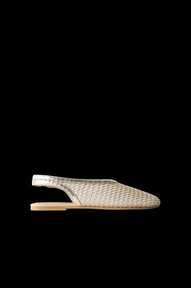 Zara GOLD SLINGBACK BALLET FLATS - Gold - Image 0