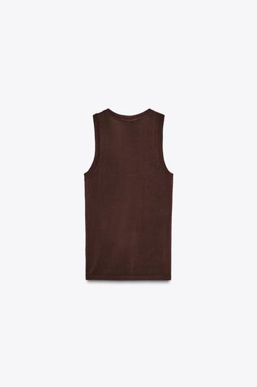 TOP BASIQUE EN MAILLE UNIE - Marron de Zara - Image 5