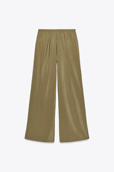 FLOWING PALAZZO TROUSERS - Dark olive by Zara - Image 6