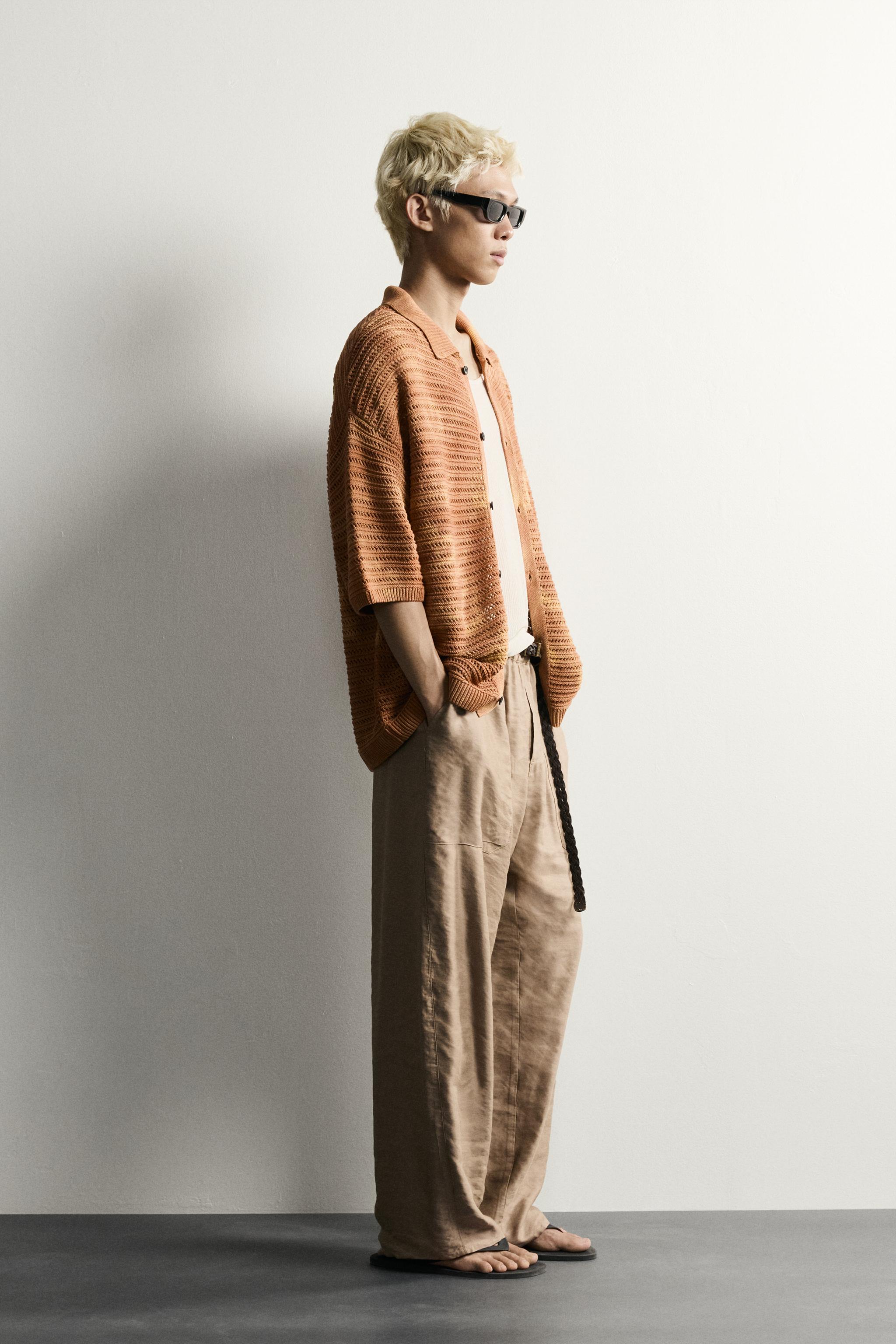 Мужские рубашки Zara WASHED EFFECT RELAXED FIT KNIT SHIRT — фото 4