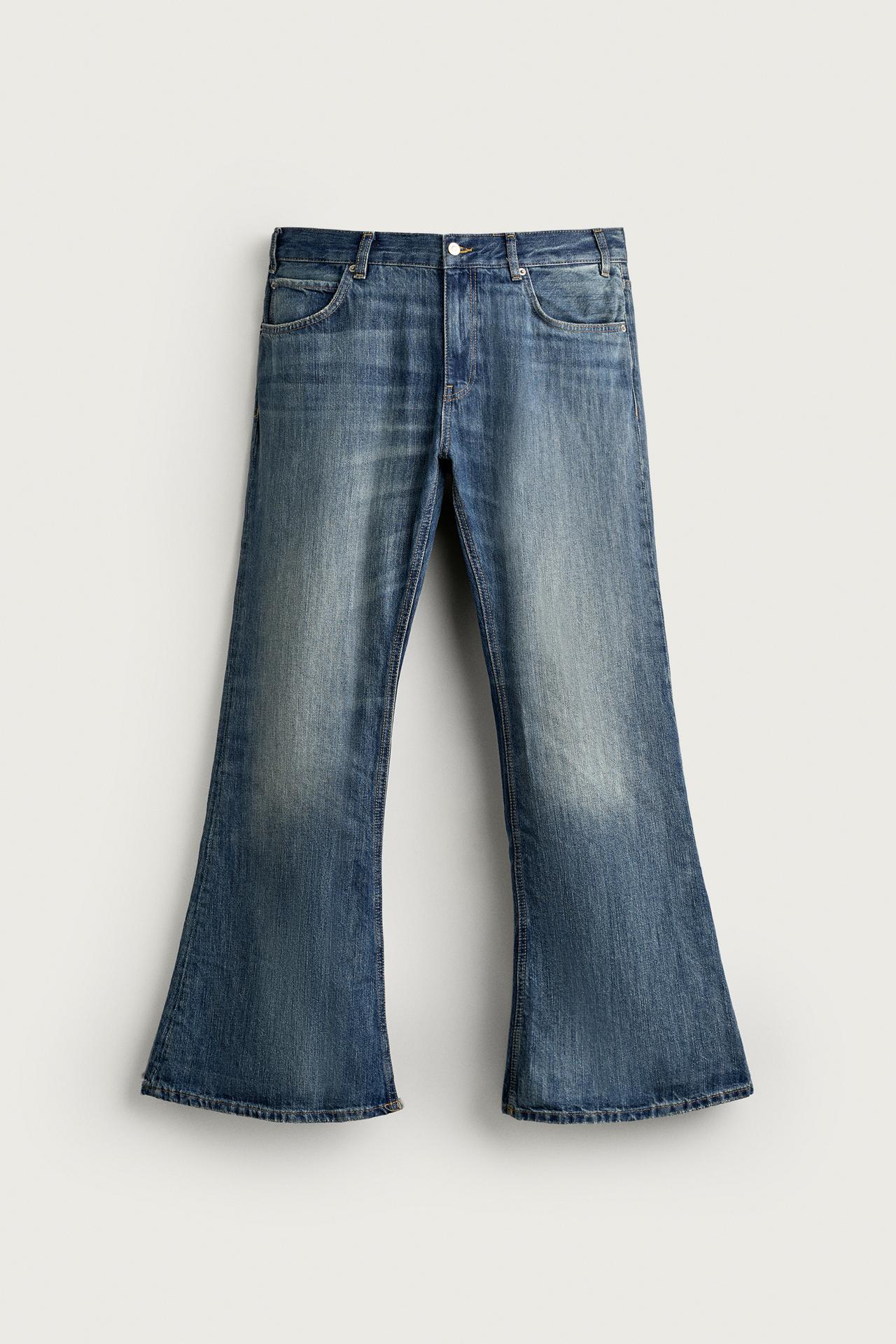 FLARE FIT JEANS — Blue / Green