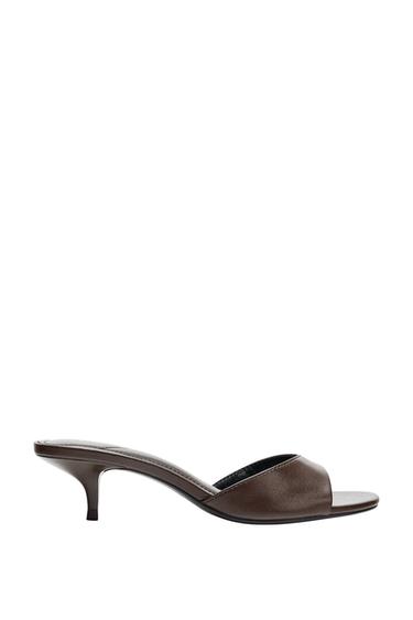 LOW-HEEL MULE SANDALS - Brown by Zara
