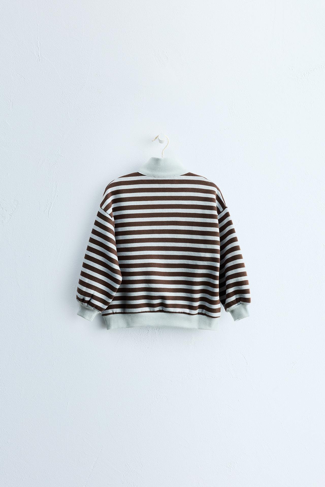 Zara Timeless - Striped Zip-Up Sweatshirt — Blue / Black